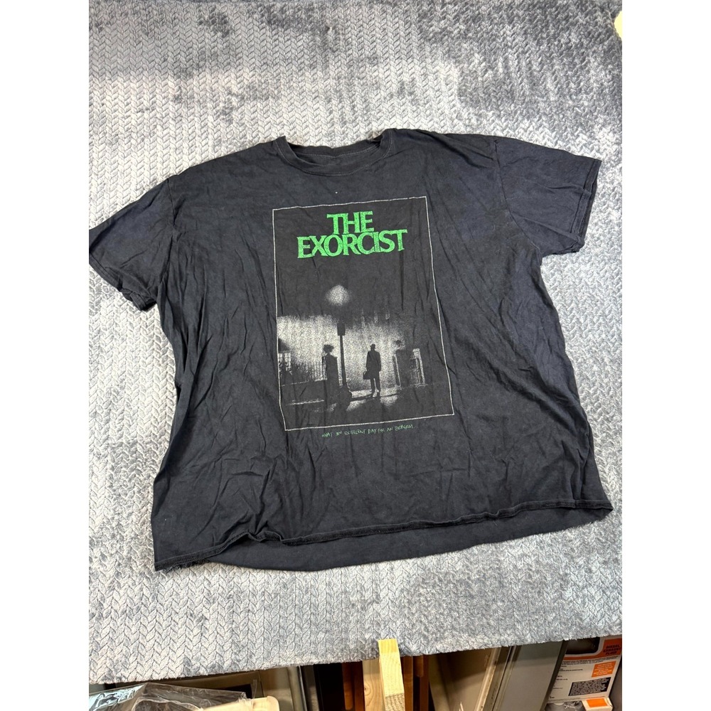 Vintage The Exorcist Oversized T-Shirt Mens XL Black Graphic Cotton Pullover‎